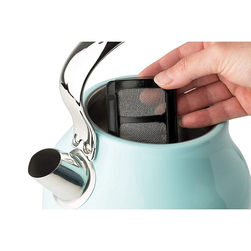 Haden Heritage 1.7 Liter Stainless Steel Electric Kettle with Toaster， Turquoise