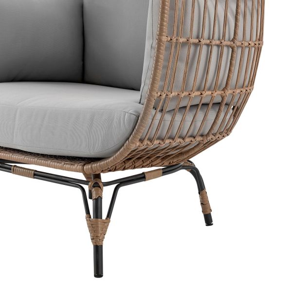 Spezia Patio Freestanding Egg Chair with Grey Cushions