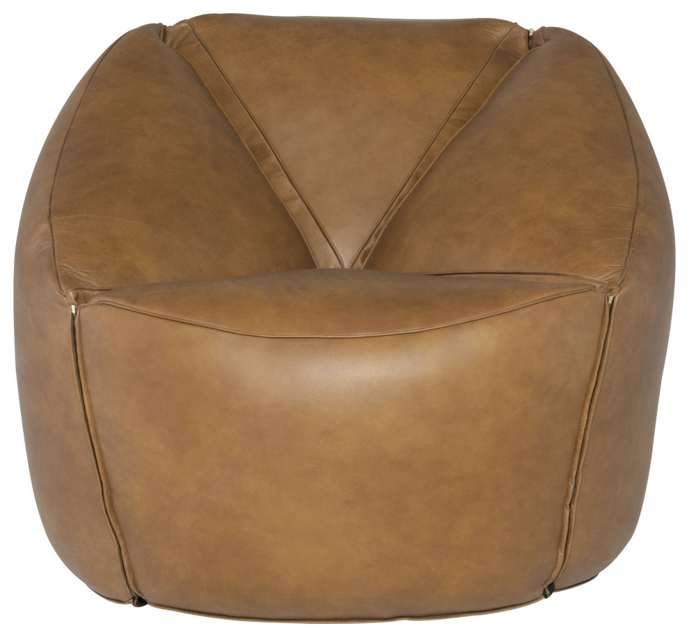 Jasper Brown Leather Occasional Chair   Contemporary   Armchairs And Accent Chairs   by Beyond Design  ampMore  Houzz