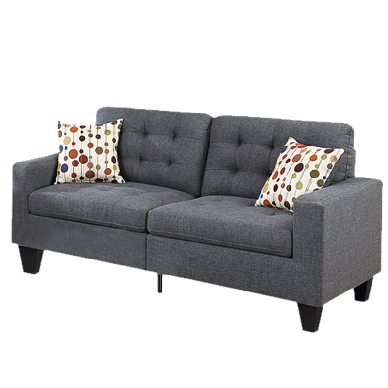 Maklaine 2-piece Modern Style Linen Fabric Sofa Set in Gray Finish