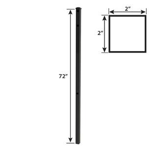 FORGERIGHT Vinings 2 in. x 2 in. x 6 ft. Black Aluminum Fence EndGate Post with Flat Cap 862293