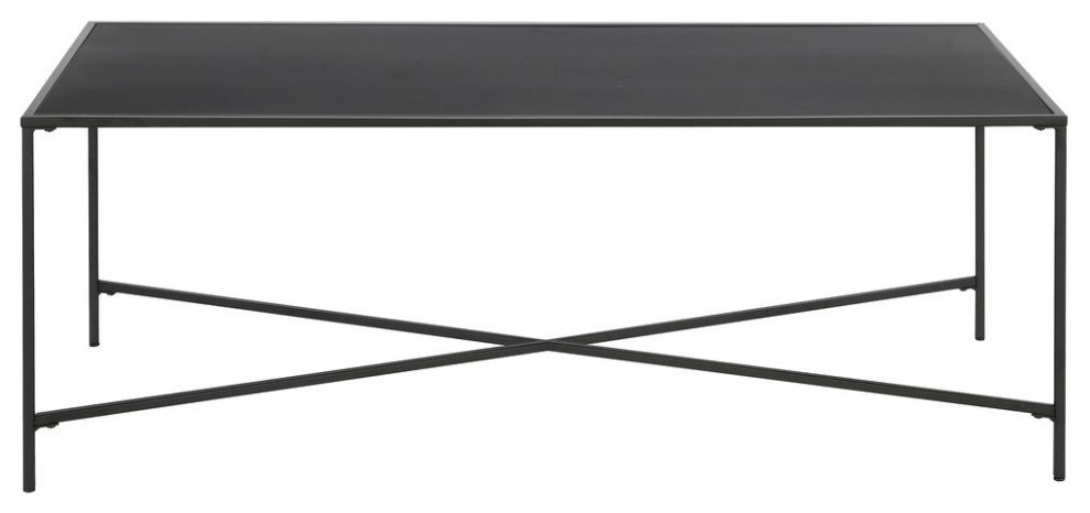 Henley 48  x27 x27Wide Rectangular Coffee Table with Metal Top in Blackened Bronze   Contemporary   Coffee Tables   by BisonOffice  Houzz