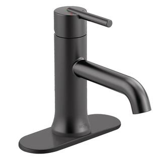 Delta Trinsic Single Hole Single-Handle Bathroom Faucet with Metal Drain Assembly in Matte Black 559LF-BLMPU