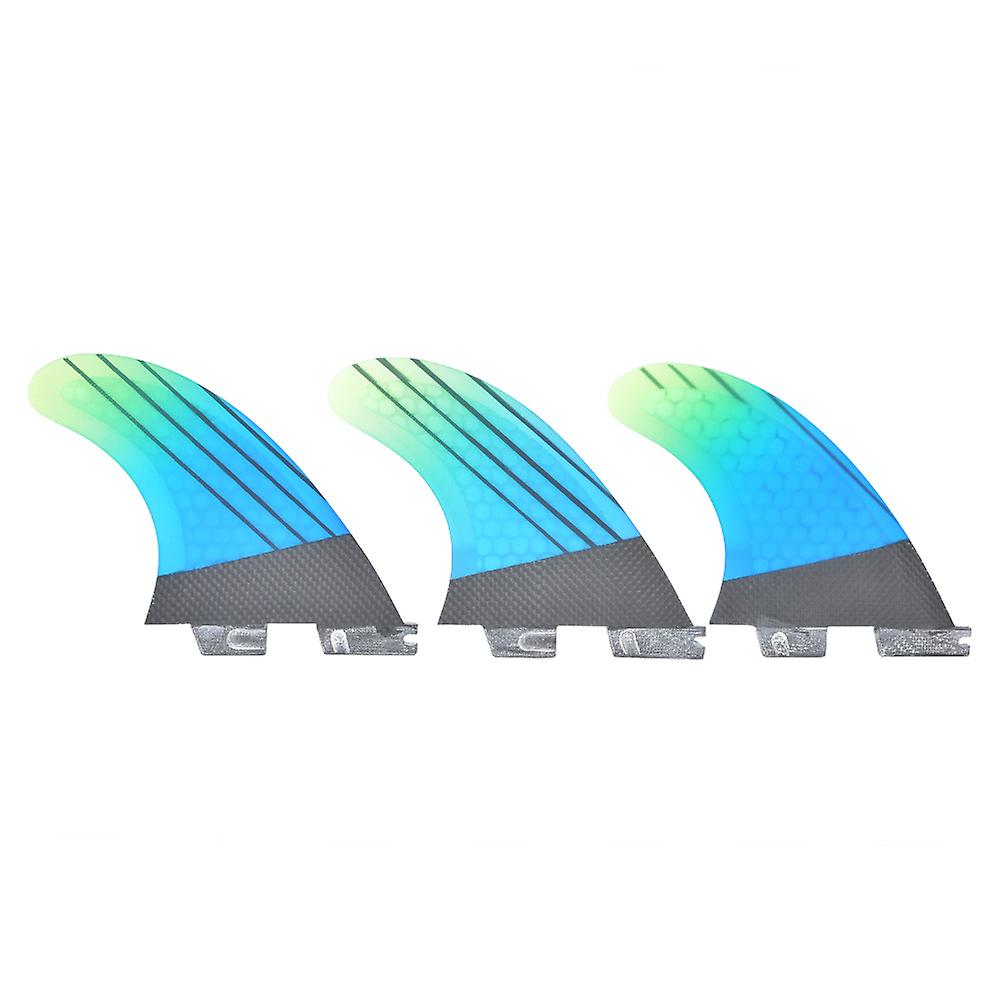 Fiberglass Fcs2 Stylish Blue Green Gradient Surfboard Tail Fin Flexible Surfing Accessory