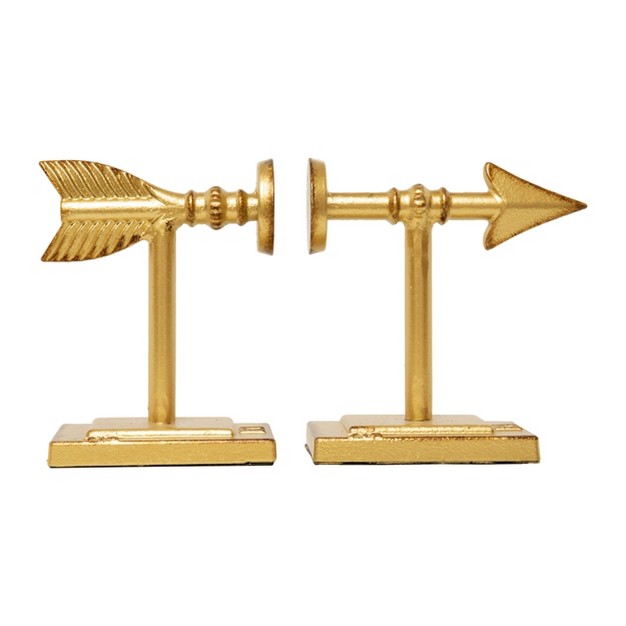 X 3 5 quot 2pc Metal Arrow Bookend Set Gold Storied Home