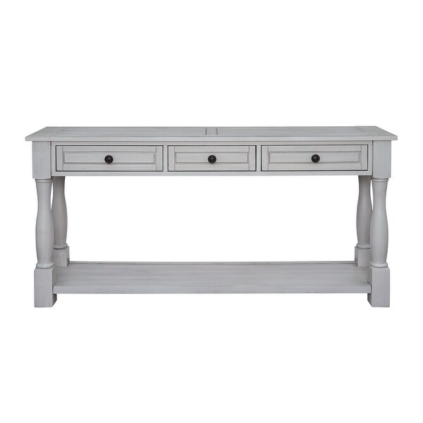 Long Extra-thick Sofa Console Table with Drawers and Shelf