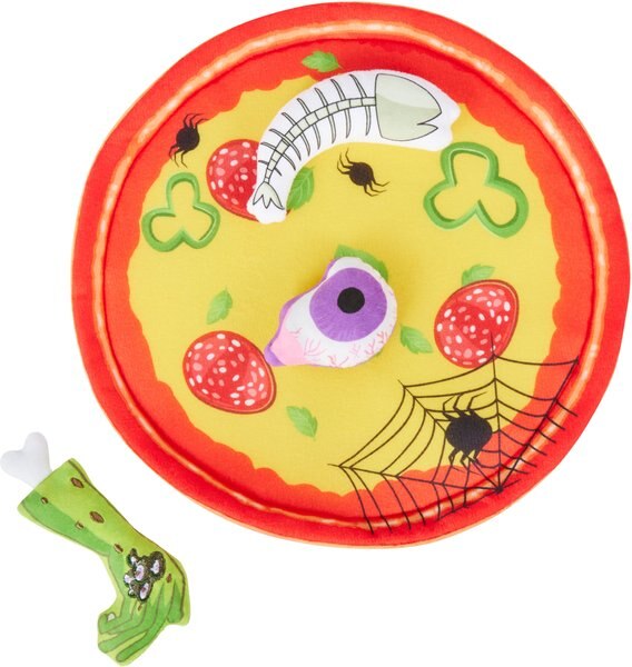 Frisco Halloween Spooky Pizza Interactive Cat Toy with Catnip， 4 count