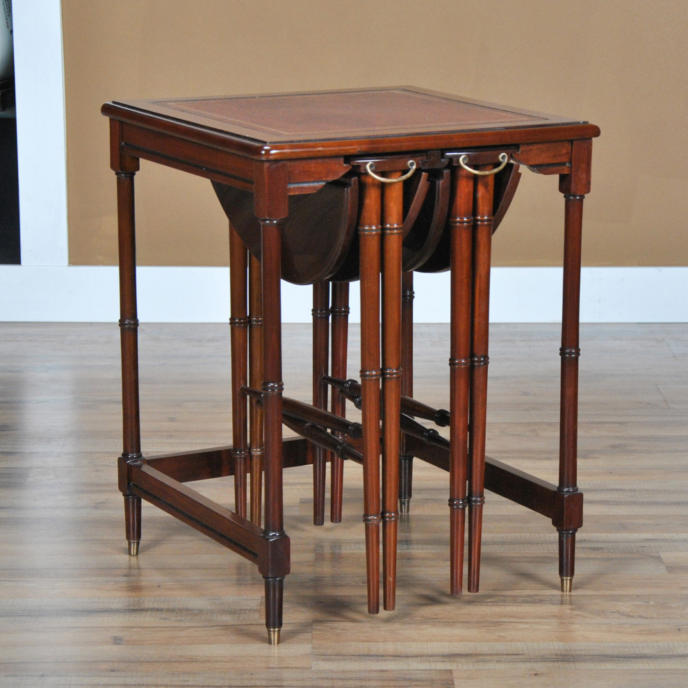 Tall Table Set With Leather Top   Traditional   Coffee Table Sets   by Niagara Furniture  Houzz