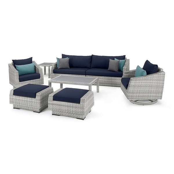 Cannes Deluxe 8 Piece Sunbrella Outdoor Patio Sofa and Club Chair Set