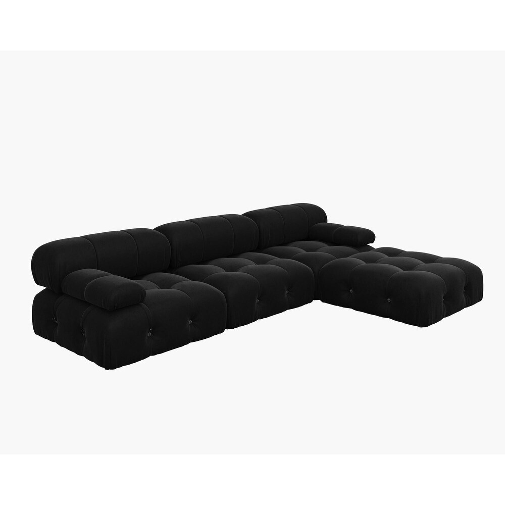 Minimalism Black Velvet Upholstered Module Sectional Sofa Lounge Salon Couch for Living Room