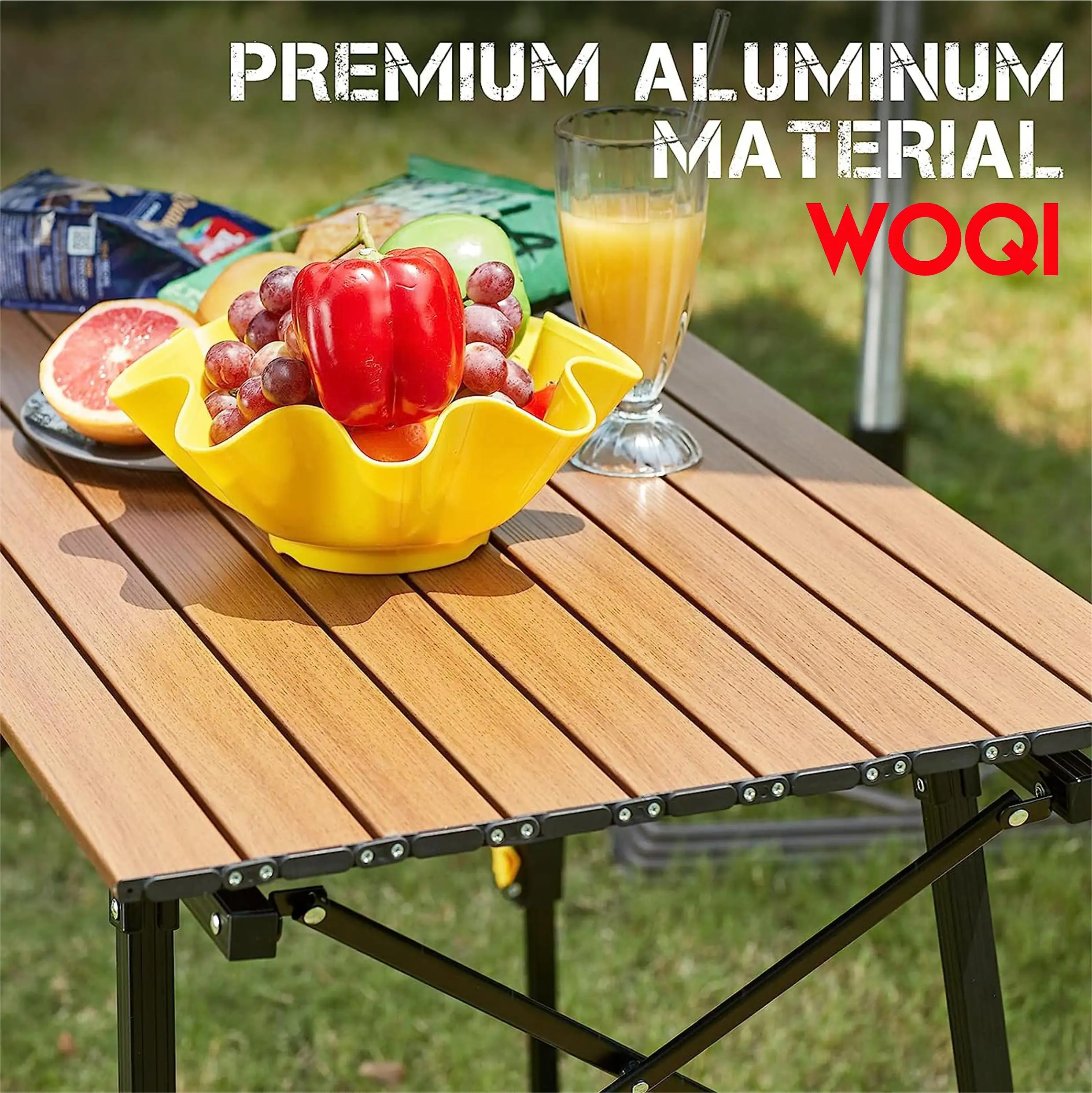 WOQI Adjustable Portable Ultralight Folding Camping Table with Portable Bag for Outdoor Travel