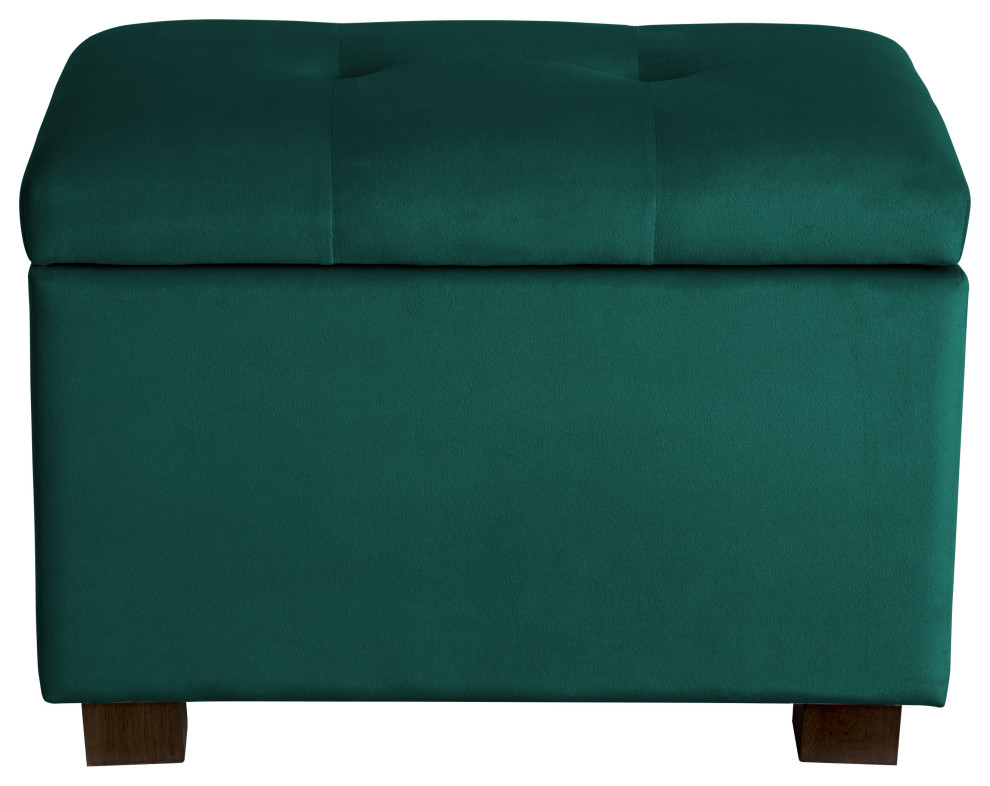 Asha Small Velvet Tufted Cushioned Ottoman with Storage   Contemporary   Footstools And Ottomans   by CorLiving Distribution LLC  Houzz