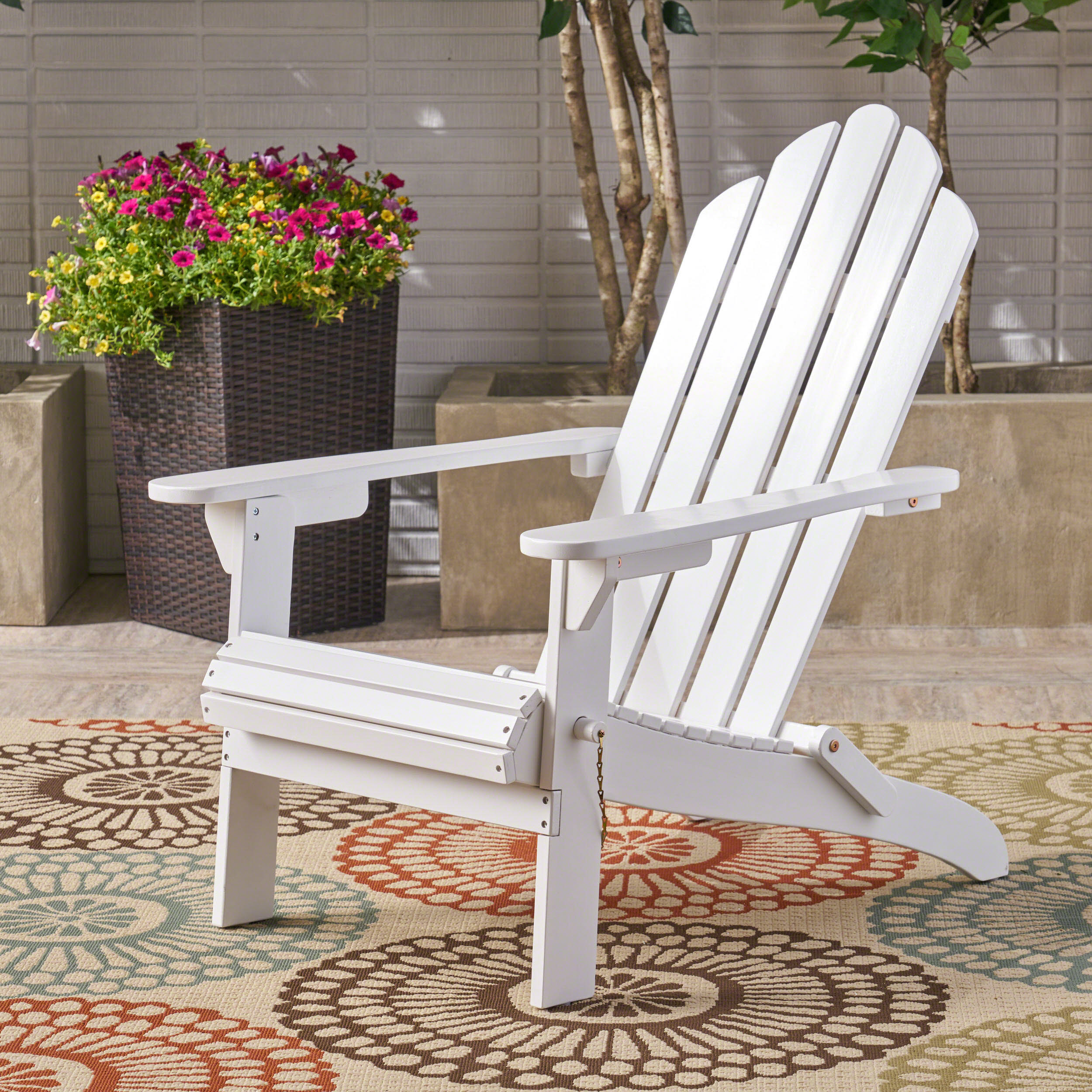 Cara Outdoor Acacia Wood Folding Adirondack Chair