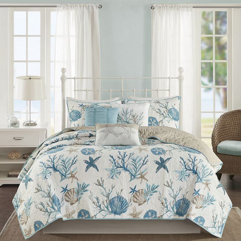 Madison Park Pacific Grove 6-piece Coastal Cotton Quilt Set with Shams and Throw Pillows