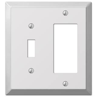 AMERELLE Metallic 2 Gang 1-Toggle and 1-Rocker Steel Wall Plate - Polished Chrome 161TR