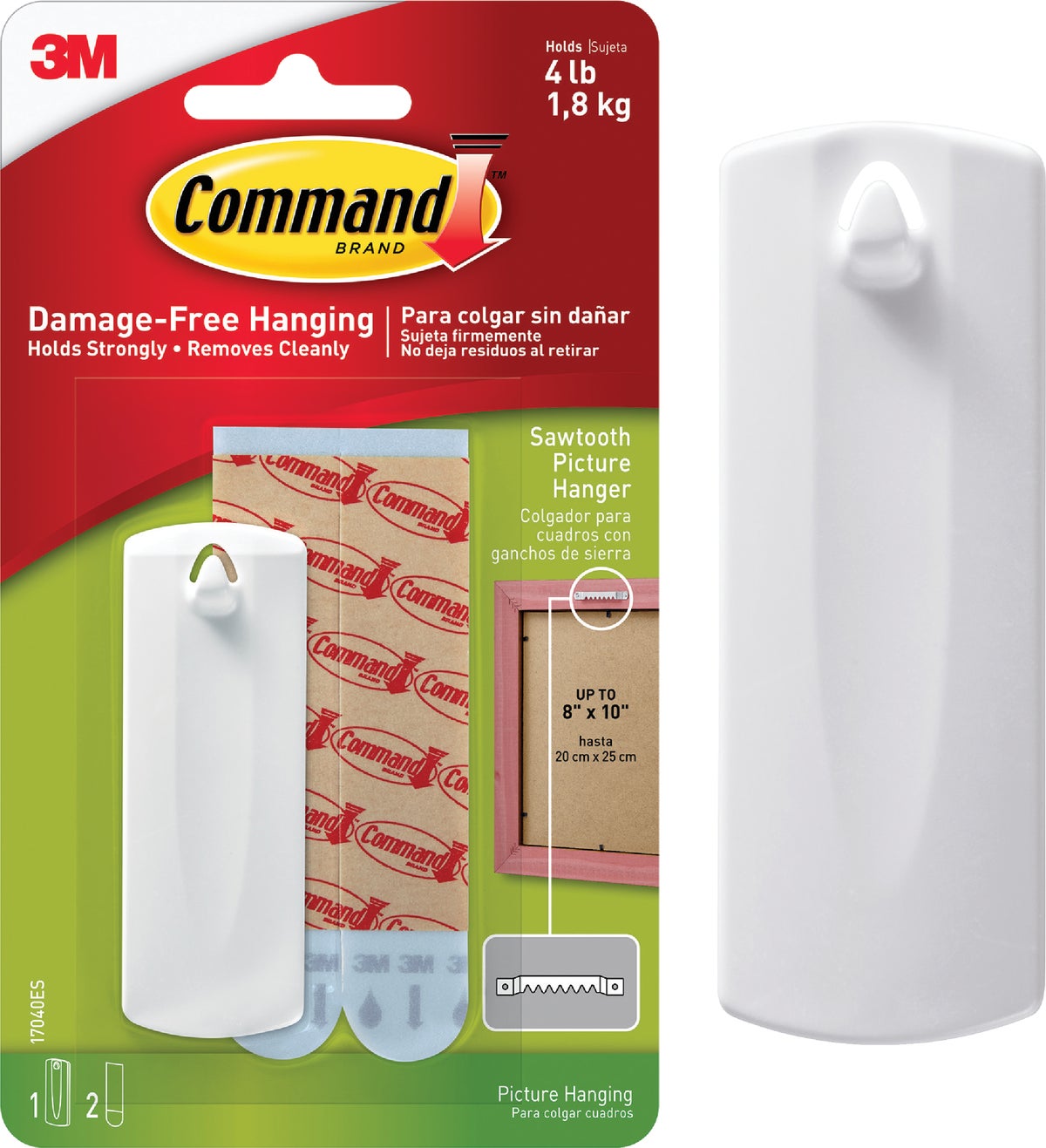 Command Sawtooth Adhesive Picture Hanger White