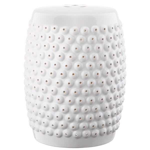 SAFAVIEH Stella White Nailhead Ceramic Decorative Garden Stool