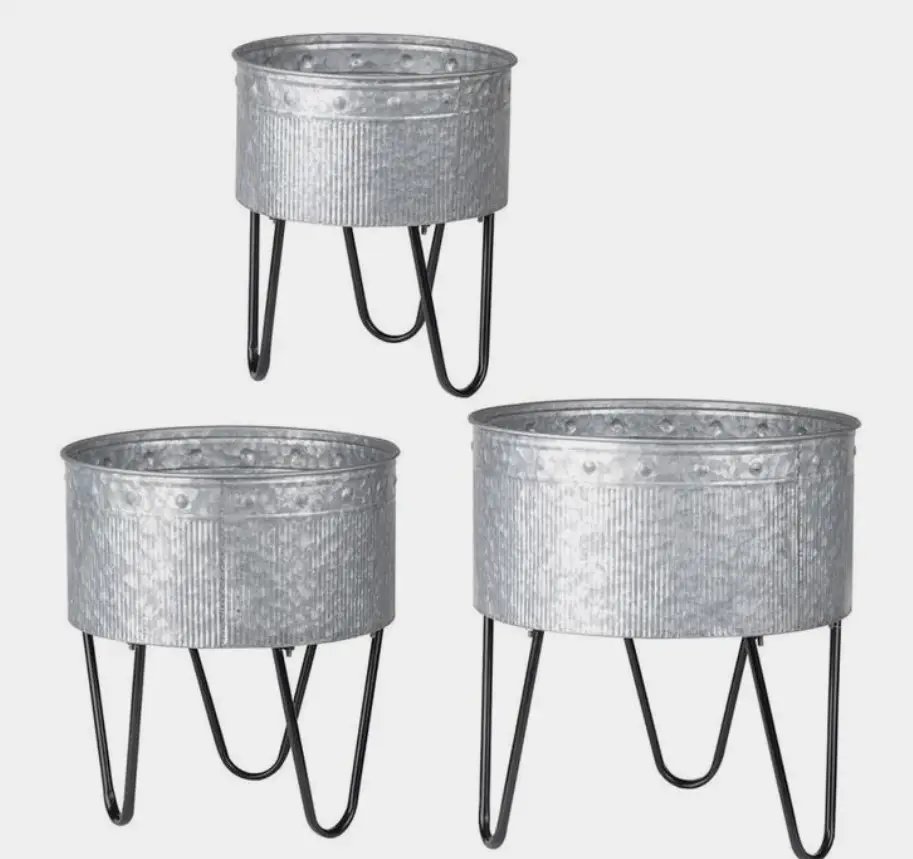 Modern Planter Holders set of 3 for Home Hotel Restaurant Flower Pots Galvanized finishing metal iron planter holder Flower Pots