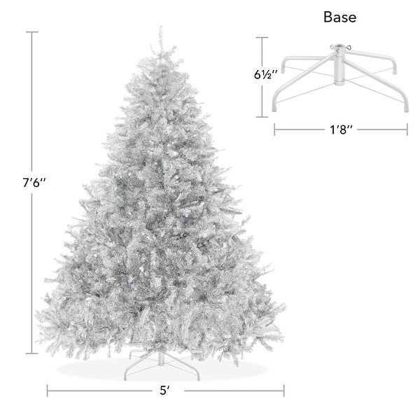 7.5FT Silver Artificial Holiday Christmas Tree with Metal Stand