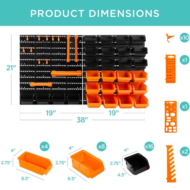 Best Choice Products 38x21 25in 44 piece Wall Mounted Garage Storage Rack Tool Organizer W 110lb Capacity