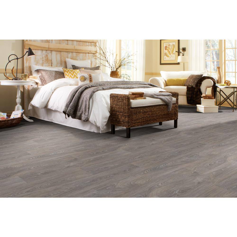 TrafficMaster Scorched Walnut Grey Wood 10 MIL x 12 ft. W x Cut to Length Waterproof Vinyl Sheet Flooring C9450407C895P14