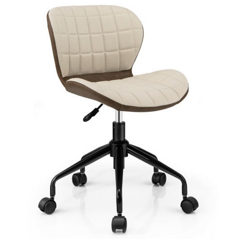 Mid Back Height Adjustable Swivel Office Chair with PU Leather