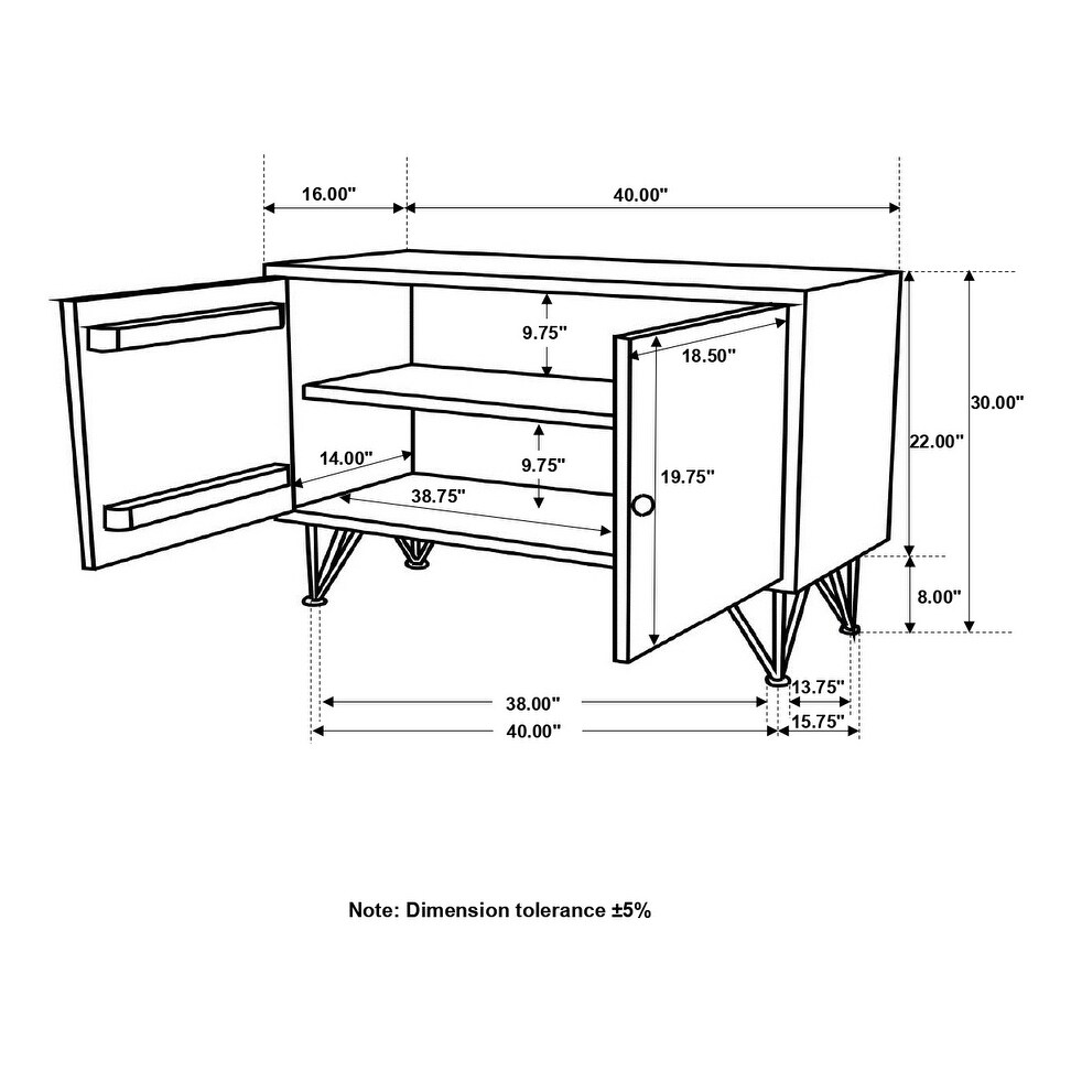 Coaster Furniture Macon 2 door Accent Cabinet Sheesham Grey   40.00'' x 16.00'' x 30.00''