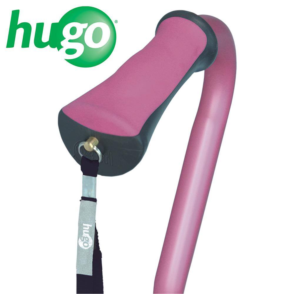 Hugo Mobility Adjustable Quad Cane for Right or Left Hand Use Small Base Rose 731-854