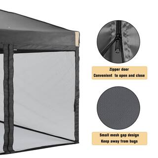 Aoodor 10 ft. x 10 ft. Pop Up Canopy Tent with Removable Mesh Sidewallwith Roller Bag-Black 800-152-BK-N