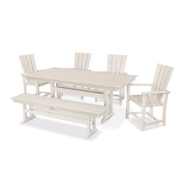 POLYWOOD Quattro 6Piece Farmhouse Dining Set with Bench