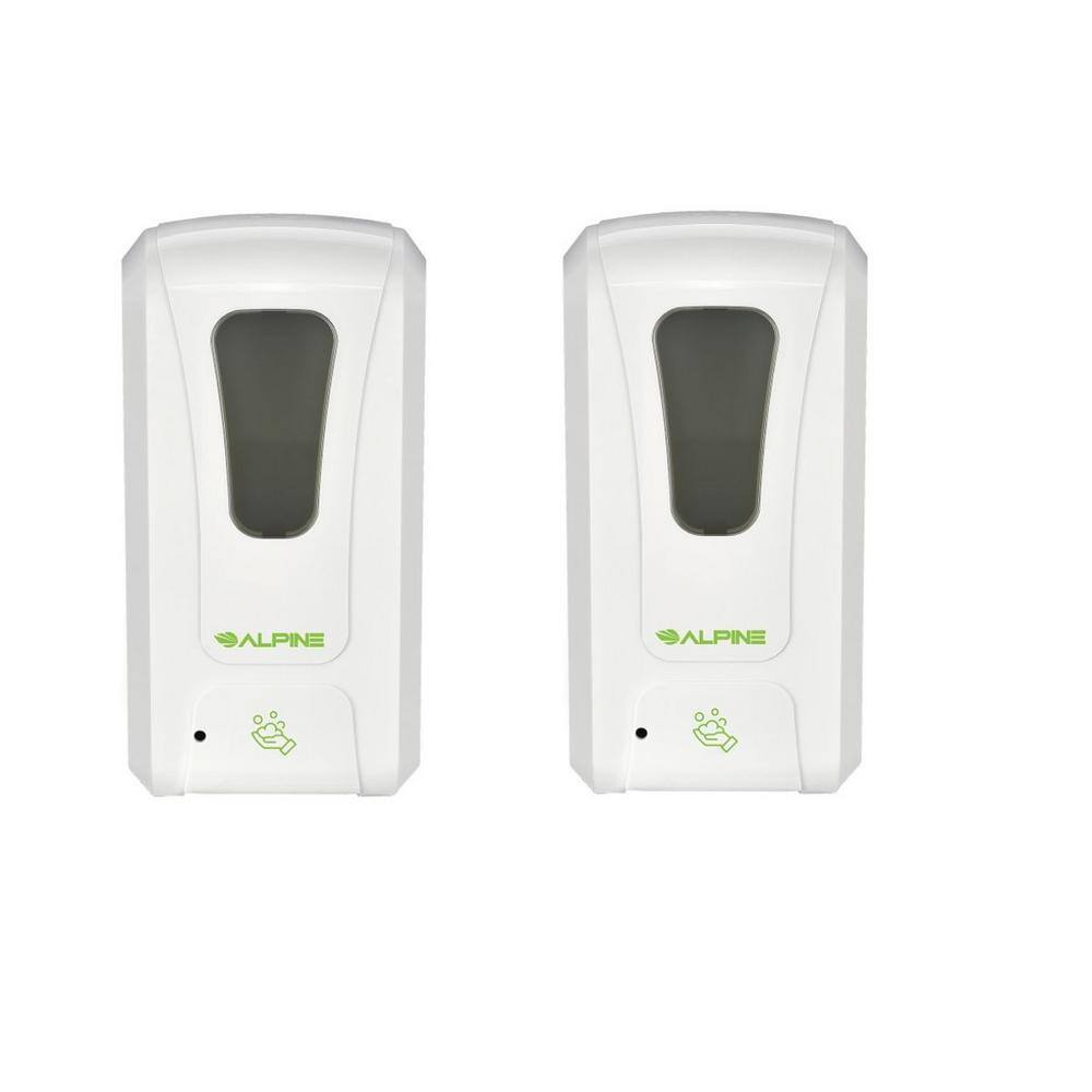 Alpine Industries 40 oz.. Wall Mount Automatic Foam Hand Sanitizer Soap Dispenser in White (2-Pack) 430-F-2PK