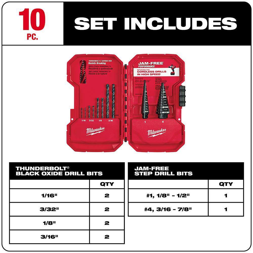 MW Black Oxide Step Drill Bit Set (10-Piece) 48-89-9222