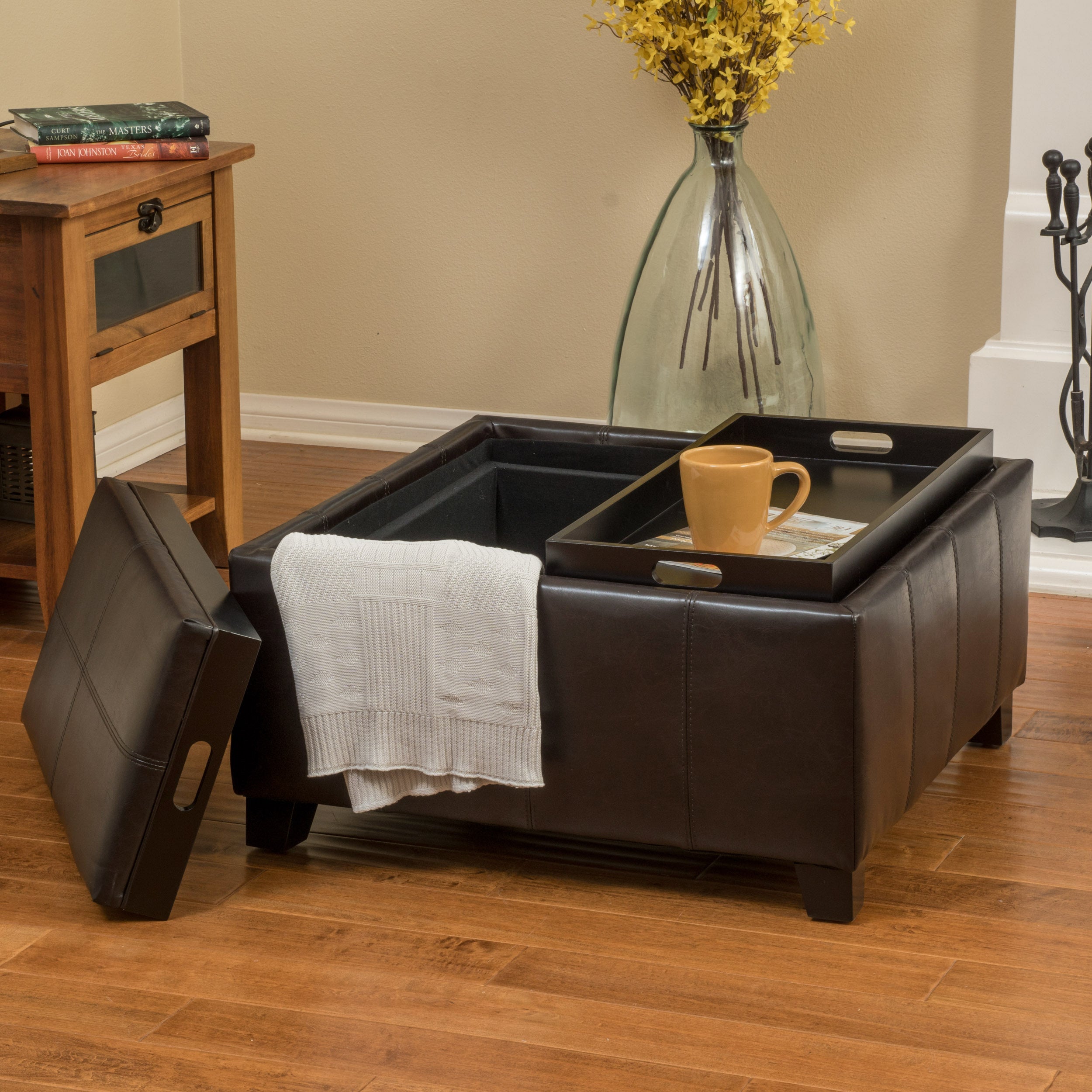 Mansfield Contemporary Tray Top Storage Ottoman