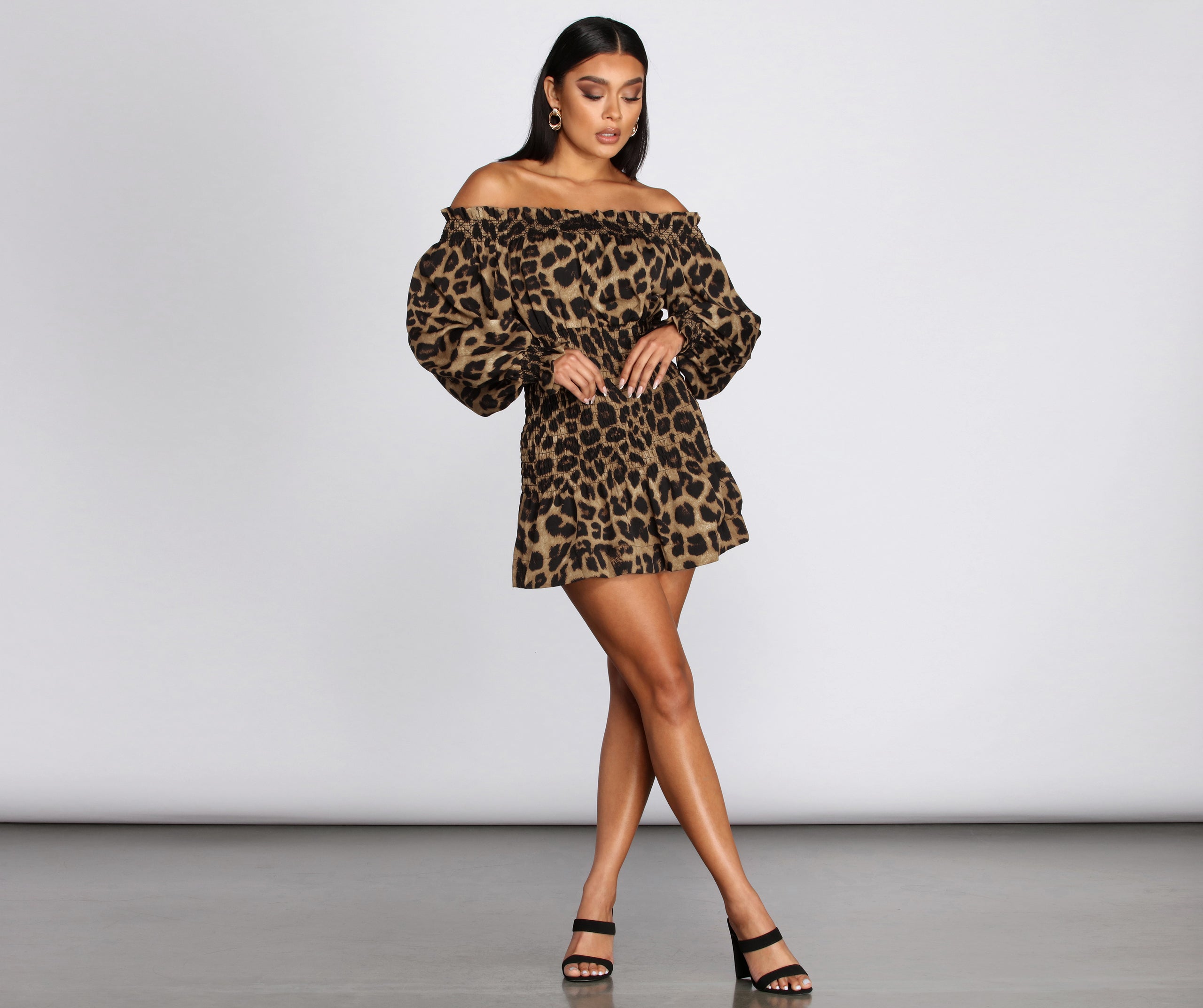 Cool Cat Leopard Off Shoulder Mini Dress