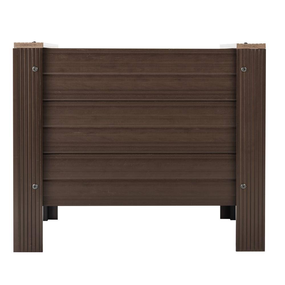 New Age Garden ECOFLEX Composite Outdoor Indoor 24 in. Square Planter Walnut RGGSP42-09-24