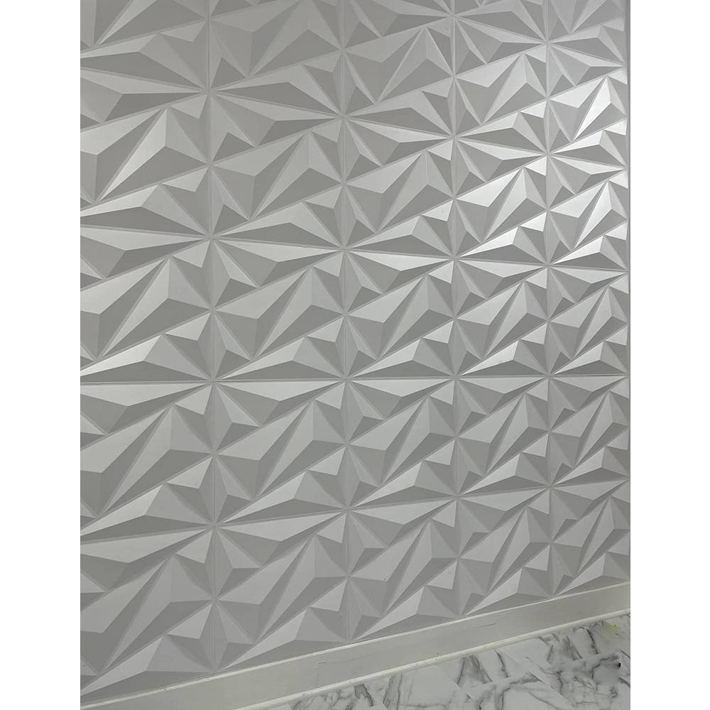 Art3d Decorative Diamond Shape 19.7 in. x 19.7 in. PVC Seamless 3D Wall Panel in White 12-Panels A10hd051WTP12