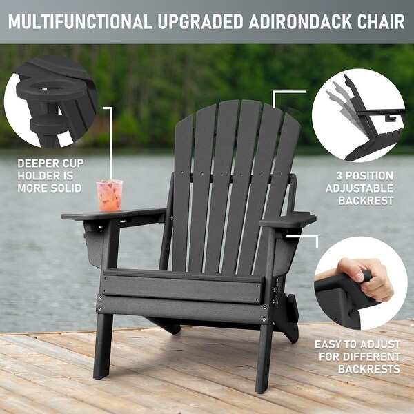 Vrakae Adjustable and Folding Adirondack Chair with Cup Holder