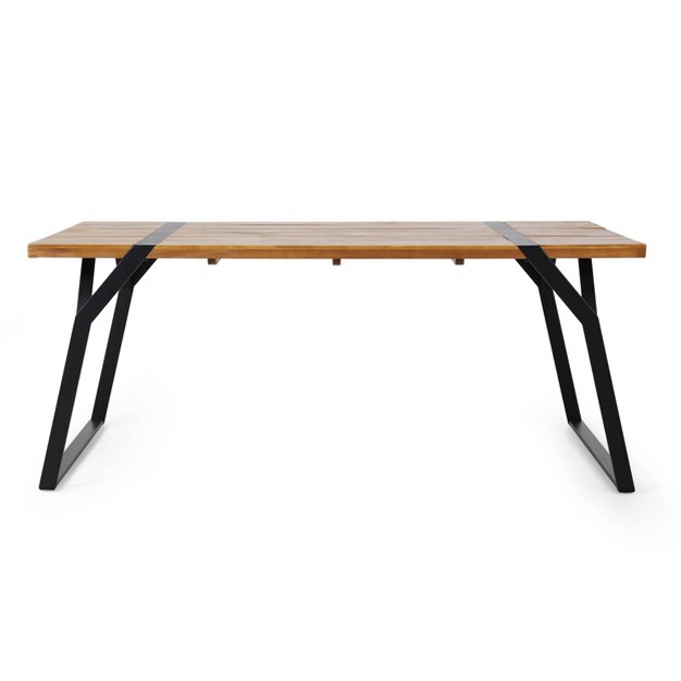 Varva Rectangular Outdoor Acacia Wood Dining Table Teak black Christopher Knight Home