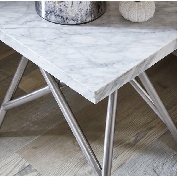 Coral End Table in Marble