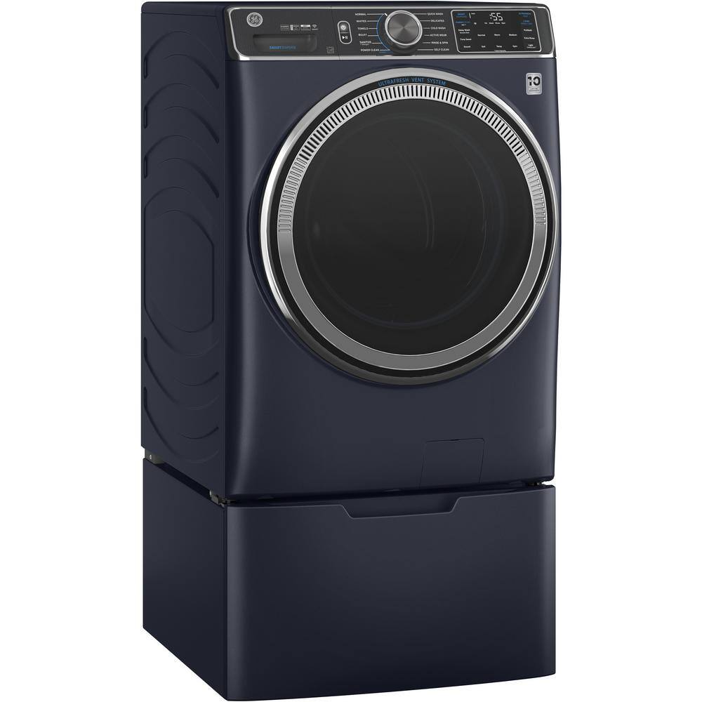 GE 5.0 cu. ft. Smart Sapphire Blue Front Load Washer with OdorBlock UltraFresh Vent System with Sanitize and Allergen GFW850SPNRS