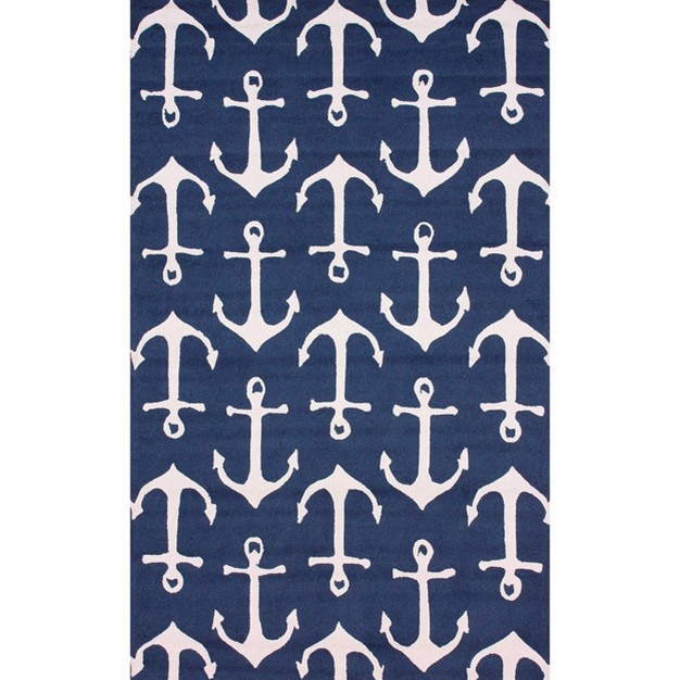 Hand Hooked Despina Indoor outdoor Rug Navy Nuloom