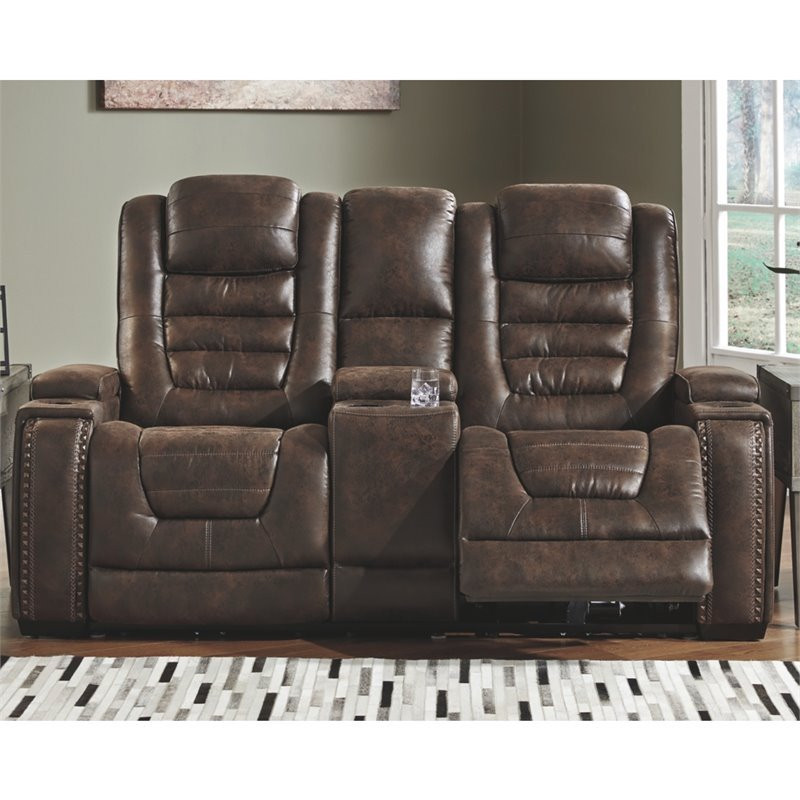 Bowery Hill Power Reclining Loveseat in Bark   Transitional   Loveseats   by Homesquare  Houzz