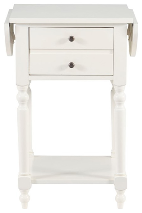 Linon Shiloh Wood Drop Leaf End Table in White   Traditional   Side Tables And End Tables   by Homesquare  Houzz