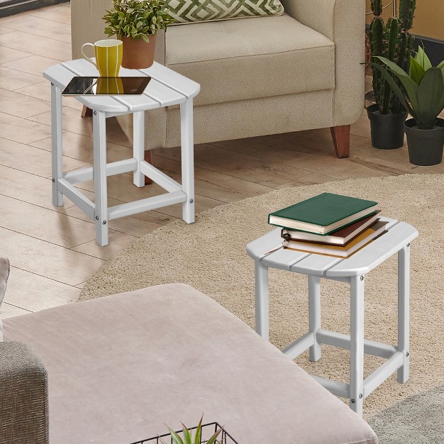 Costway 2pcs 18 x27 x27 Patio Adirondack Side Table Weather Resistant Garden Yard White