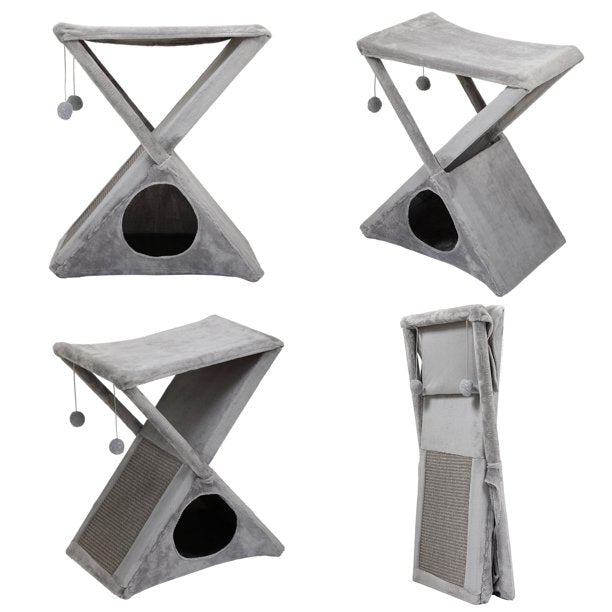 Best 28 inch  Foldable  Tower Tree Pet Cat  - Cat Toys and Beds and Cats Play Towers/Cat Scratching Post for Large Cats/larfe Cat House/Cat Accessories