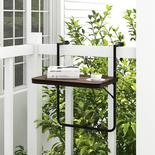 Costway Folding Hanging Table Outdoor Railing Table with 3Level