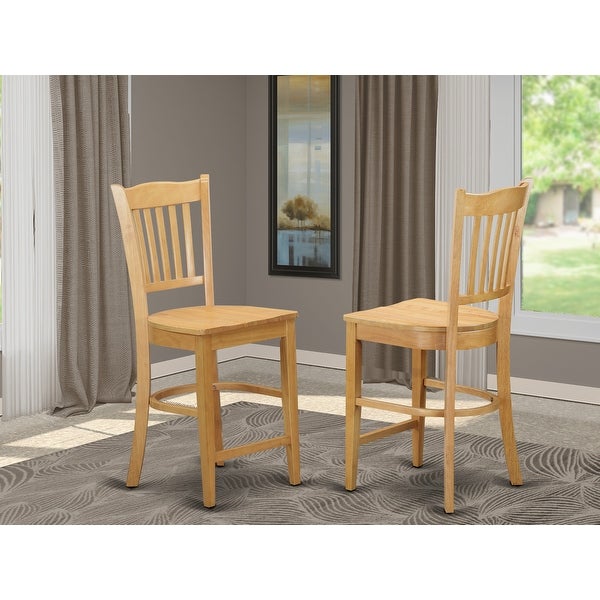 East West Furniture Groton Counter Stools With Wooden Seat - Set of 2 (Finish Option)