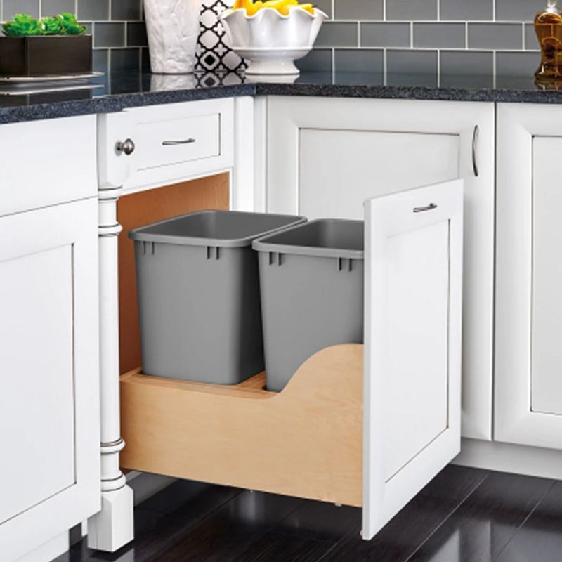 Rev-A-Shelf Double Pull Out Trash Can for Inset Cabinets 35 Qt， 4WCSC-2135DMND-2