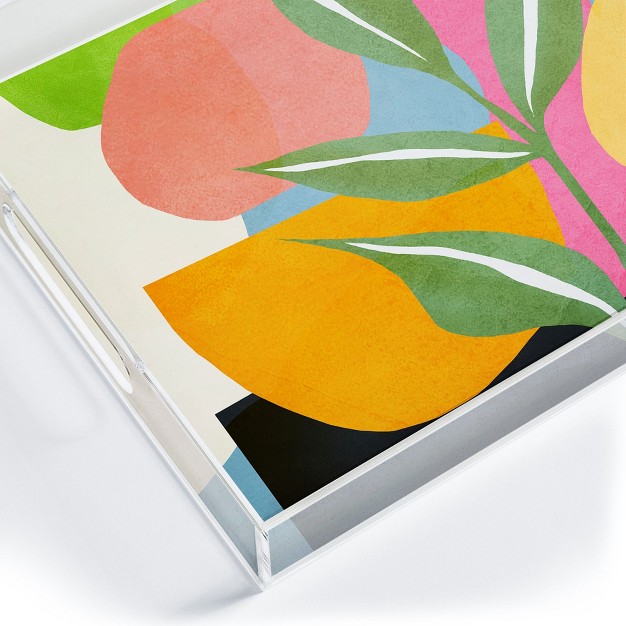 Nadja Minimal Modern Abstract Leaves Acrylic Tray Deny Designs