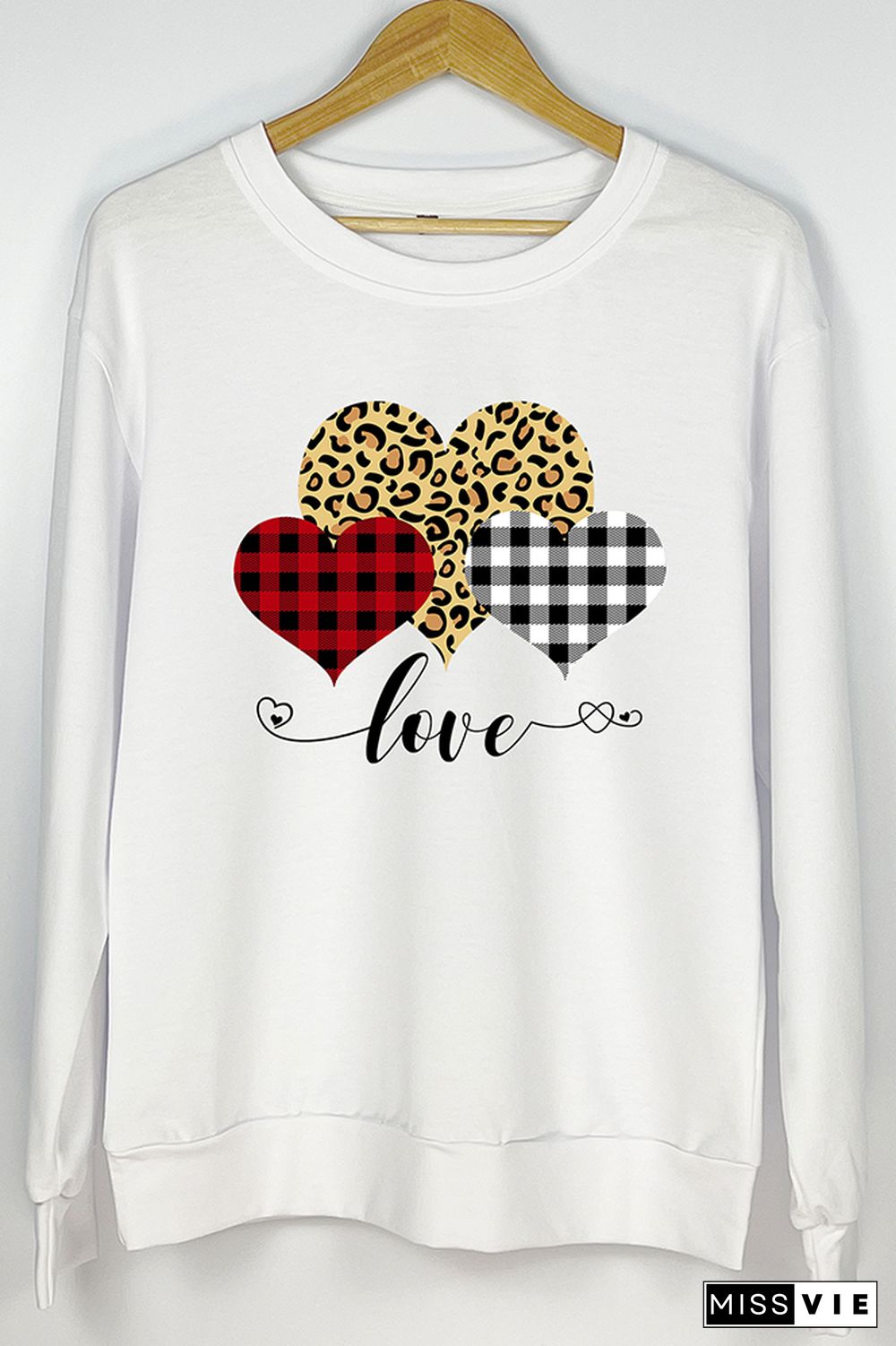 Leopard Print Heart Pullover Longsleeve Sweatshirt Wholesale